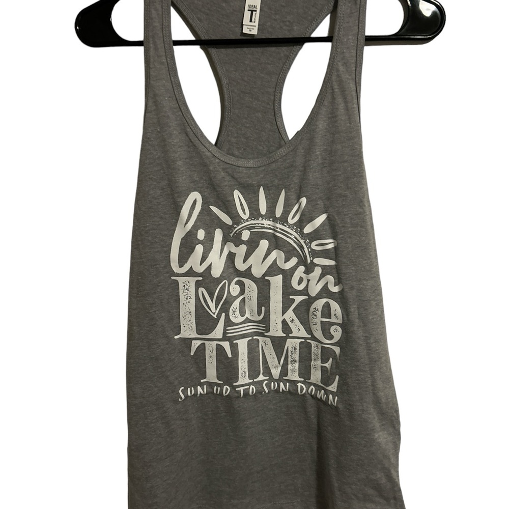 Living on lake time racerback tank